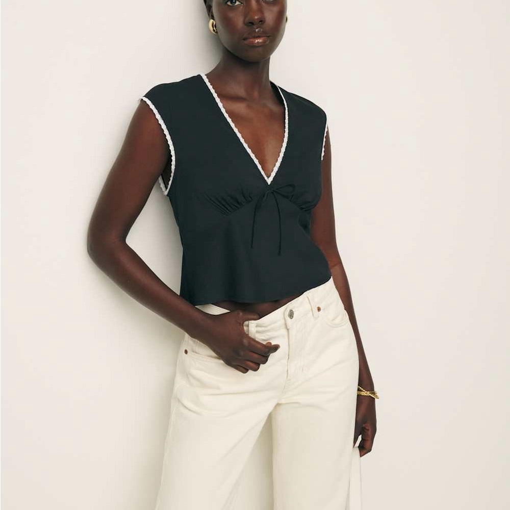 Reformation Black V-Neck Tank Top